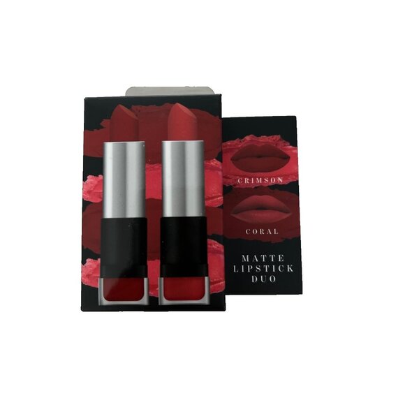 Ellen Tracy Matte Lipstick Duo Crimson Coral - Picture 1 of 3